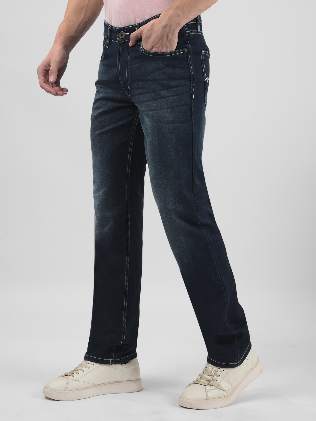 Numero Uno Men Solid Dark Blue Jeans